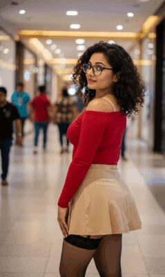 craiyon_125413_A_closeup_shot_In_a_bustling__warmly_lit_mall_corridor__a_skinny_but_attractive_Indian_40ish_woman_w-7